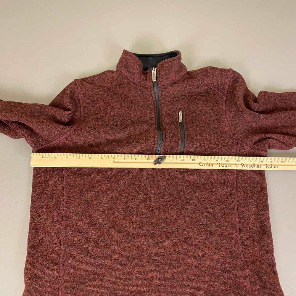 Woolrich 1/4 Zip Pullover Sweater Men's Medium Fleece Mock Neck Red Heather - Picture 6 of 11